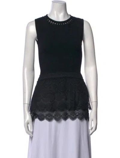 Pre-owned Antonio Berardi Lace Pattern Crew Neck Top In Black