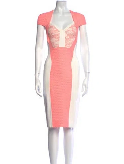 Pre-owned Antonio Berardi Lace Pattern Knee-length Dress In Pink/white