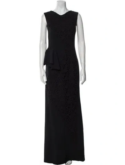 Pre-owned Antonio Berardi Lace Pattern Long Dress In Black