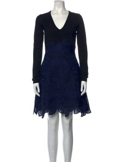 Pre-owned Antonio Berardi Lace Pattern Mini Dress In Black/blue