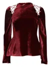Antonio Berardi Lace-up Velvet Blouse In Burgundy