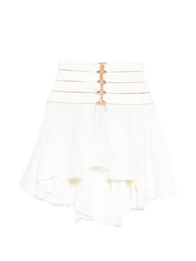 Antonio Berardi Lace-up Flared Skirt In White