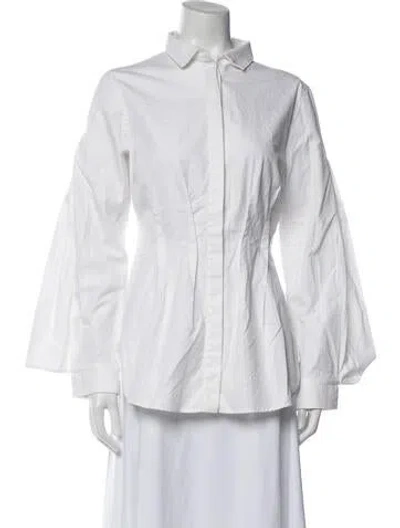 Pre-owned Antonio Berardi Long Sleeve Button-up Top In White