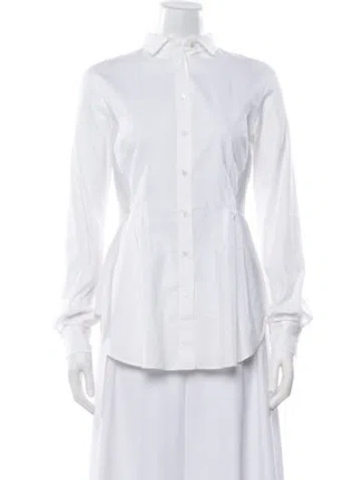 Pre-owned Antonio Berardi Long Sleeve Button-up Top In White