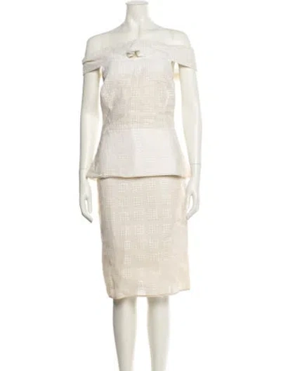 Pre-owned Antonio Berardi Off-the-shoulder Knee-length Dress In Neutral