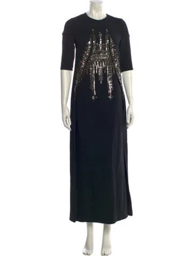 Pre-owned Antonio Berardi Patterned Long Dress In Black