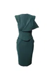 Antonio Berardi Peplum Midi Dress In Green Virgin Wool In Green