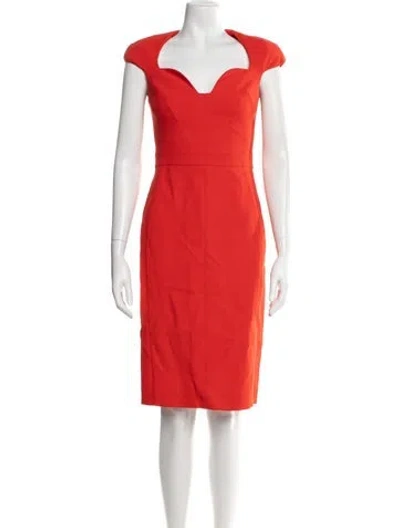 Pre-owned Antonio Berardi Plunge Neckline Knee-length Dress In Orange