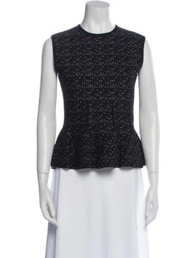 Pre-owned Antonio Berardi Polka Dot Print Crew Neck Top In Blue