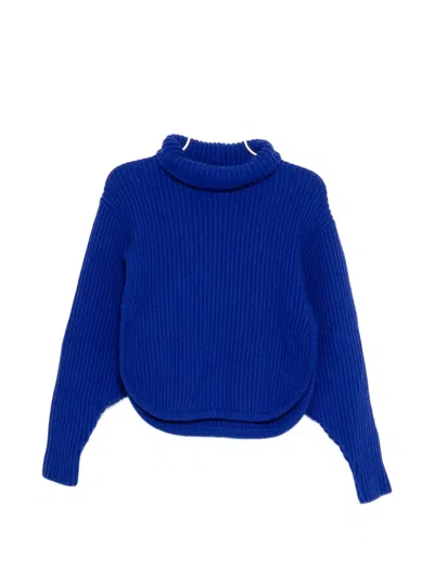 Antonio Berardi Ribbed Roll-neck Sweater In Blue