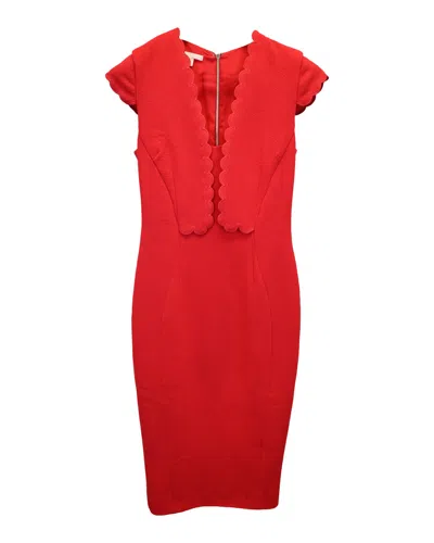 Antonio Berardi Scalloped Sheath Dress In Red Wool