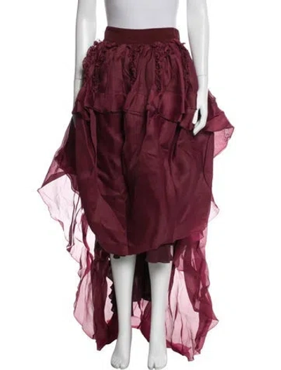 Pre-owned Antonio Berardi Silk Long Skirt W/ Tags In Burgundy