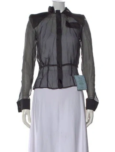 Pre-owned Antonio Berardi Silk Long Sleeve Top In Gray