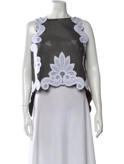 Pre-owned Antonio Berardi Silk Square Neckline Top In Black