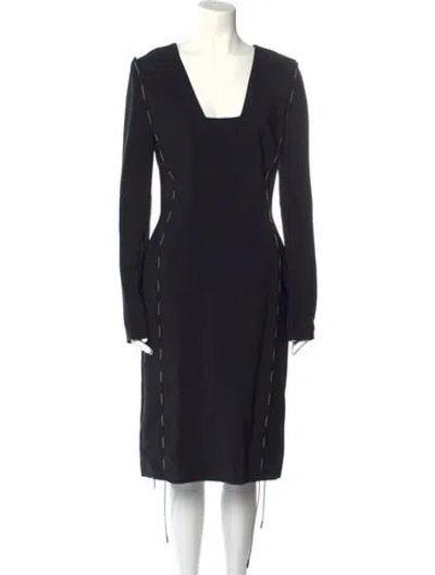 Pre-owned Antonio Berardi Square Neckline Midi Length Dress W/ Tags In Black