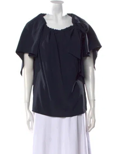 Pre-owned Antonio Berardi Square Neckline Short Sleeve Blouse In Blue