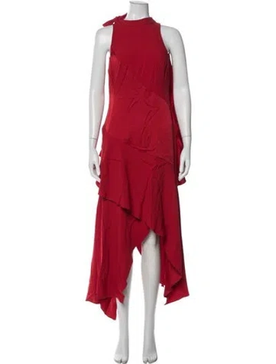 Pre-owned Antonio Berardi Tie Neck Midi Length Dress In Red