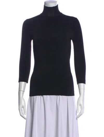 Pre-owned Antonio Berardi Turtleneck Three-quarter Sleeve Top In Black