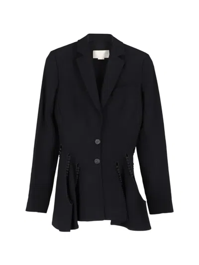Pre-owned Antonio Berardi Vintage Crepe Cut-out Blazer In Black