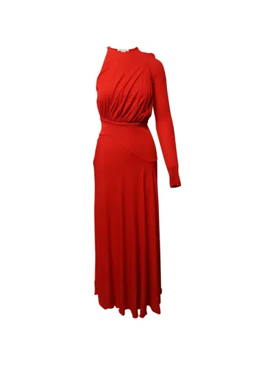Pre-owned Antonio Berardi Vintage Gathered One-shoulder Gown Dress In Red