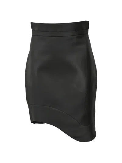 Pre-owned Antonio Berardi Vintage High-waisted Waved-hem Skirt In Black