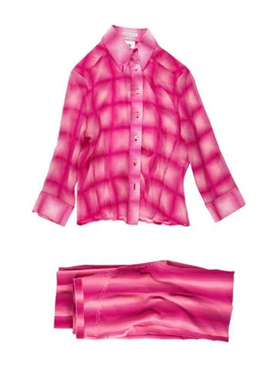 Pre-owned Antonio Berardi Vintage Silk Pant Set In Pink