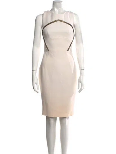 Pre-owned Antonio Berardi Virgin Wool Knee-length Dress In Neutrals