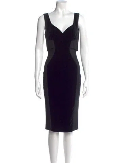Pre-owned Antonio Berardi Virgin Wool Midi Length Dress In Black