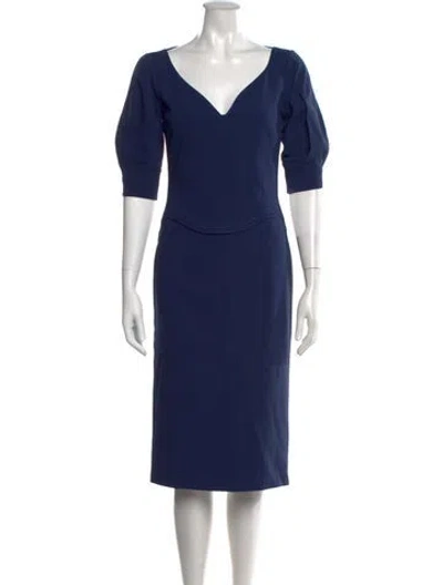 Pre-owned Antonio Berardi V-neck Knee-length Dress In Blue