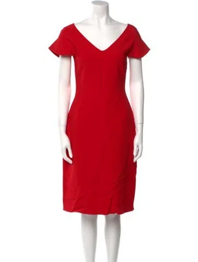Pre-owned Antonio Berardi V-neck Knee-length Dress W/ Tags In Red