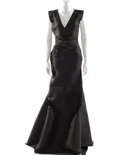Pre-owned Antonio Berardi V-neck Long Dress In Gray