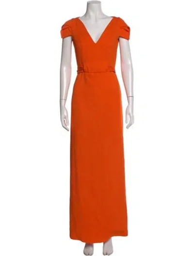 Pre-owned Antonio Berardi V-neck Long Dress In Orange