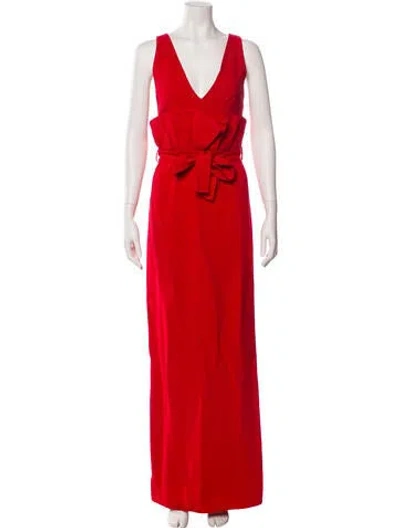Pre-owned Antonio Berardi V-neck Long Dress In Red