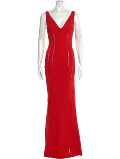 Pre-owned Antonio Berardi V-neck Long Dress In Red