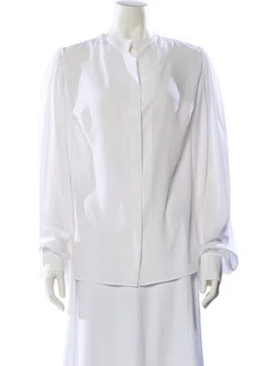 Pre-owned Antonio Berardi V-neck Long Sleeve Button-up Top In White