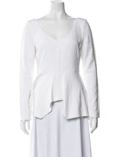Pre-owned Antonio Berardi V-neck Long Sleeve Top In White