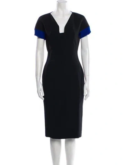 Pre-owned Antonio Berardi V-neck Midi Length Dress In Black