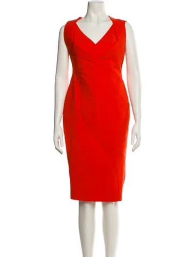 Pre-owned Antonio Berardi V-neck Midi Length Dress In Orange
