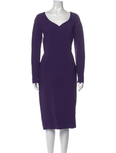 Pre-owned Antonio Berardi V-neck Midi Length Dress In Purple