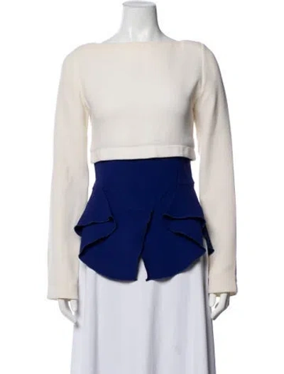 Pre-owned Antonio Berardi Wool Bateau Neckline Top In Neutrals