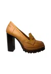 Antonio Borelli Women's Shoes  Moccassino Cammello With Wooden Heel-soil Rubber. In Brown
