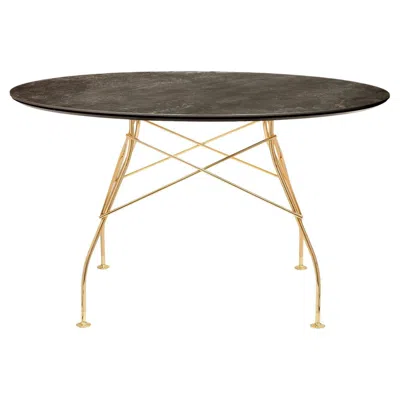 Pre-owned Antonio Citterio Kartell Round Glossy Table In Aged Bronze Marble By  In Gray
