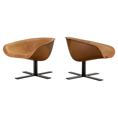 Pre-owned Antonio Citterio Pair Of  'mart' Swivel Chairs In Brown