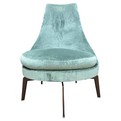 Pre-owned Antonio Citterio Superb  Slipper And Swivel Chair In Velvet (two Available) In Blue