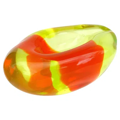 Pre-owned Antonio Da Ros Murano Sommerso Glowing Uranium Orange Yellow Italian Art Glass Ashtray Bowl