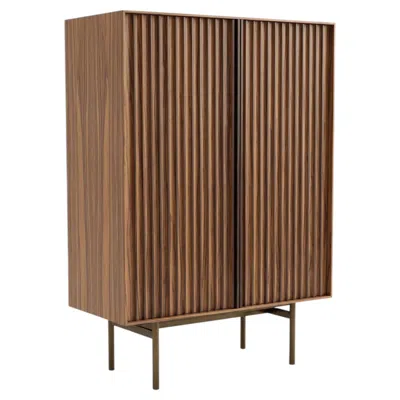 Pre-owned Antonio Facco Soft Brutalist Fluted Cabinet In Canaletto Walnut With Bronze Legs In Brown