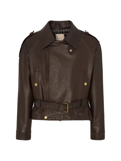 Antonio Marras Belted Asymmetric Biker Jacket In Brown