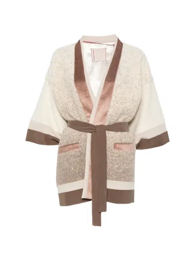 Antonio Marras Belted Bouclé Jacket In Neutral