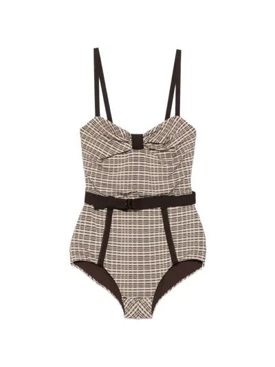 Antonio Marras Belted Patterned Top In Brown