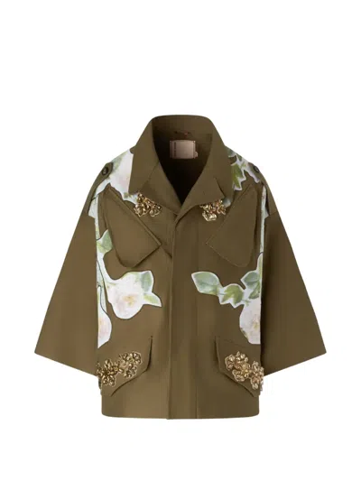 Antonio Marras Bronze Bloom Patchwork Crystal-embellished Military Jacket In Green